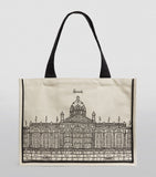 Harrods canvas tote bag with storefront outline - British product
