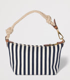 Miu Miu Stripe Logo pouch cotton grosgrain leather trims, imported from the UK