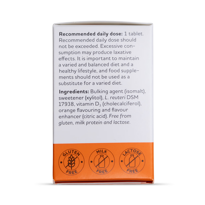BioGaia Protectis D+ probiotic tablets with Vitamin D3, imported from the UK
