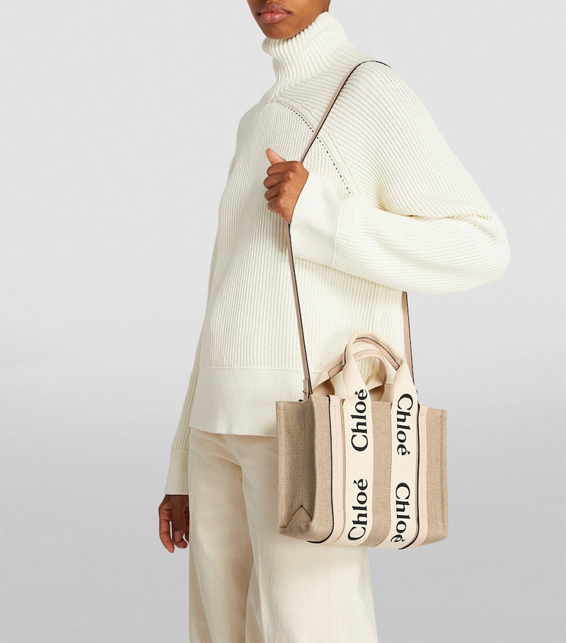 Chloé Small Woody Tote Bag linen canvas - British product
