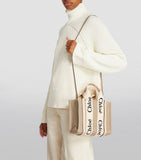 Chloé Small Woody Tote Bag linen canvas - British product