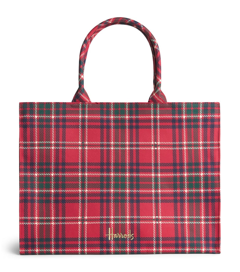 Harrods tartan zipped tote bag cotton canvas, UK version