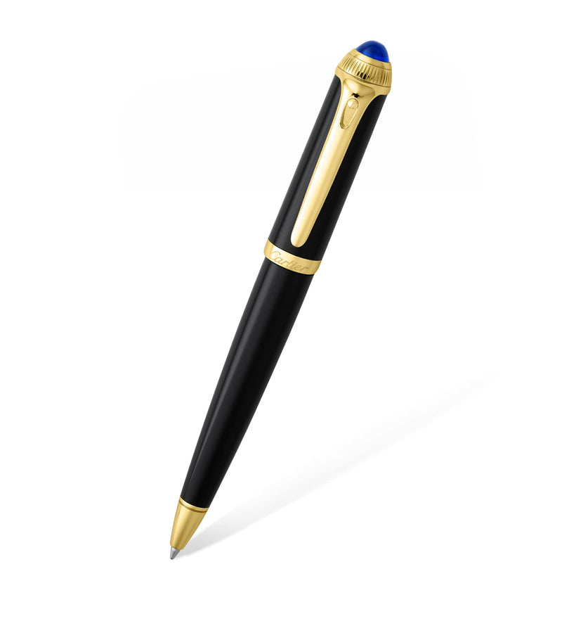 Cartier ballpoint pen with palladium detailing and blue resin cabochon - British product