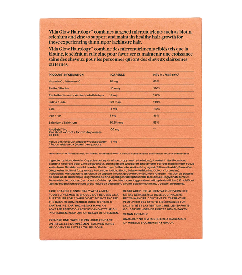 Vida Glow Hairology hair supplement 30 capsules, UK version