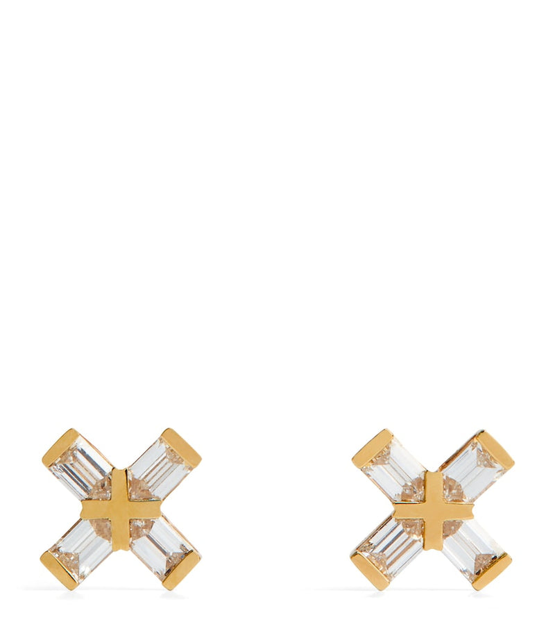 Eva Fehren Exploding X stud earrings 18kt gold diamonds, UK version