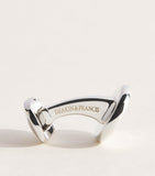 Deakin & Francis sterling silver mother-of-pearl round cufflinks, imported from the UK