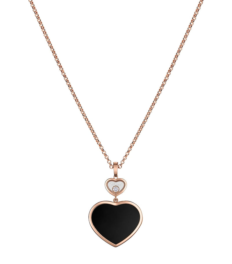 Chopard Happy Hearts necklace rose gold diamond onyx, imported from the UK