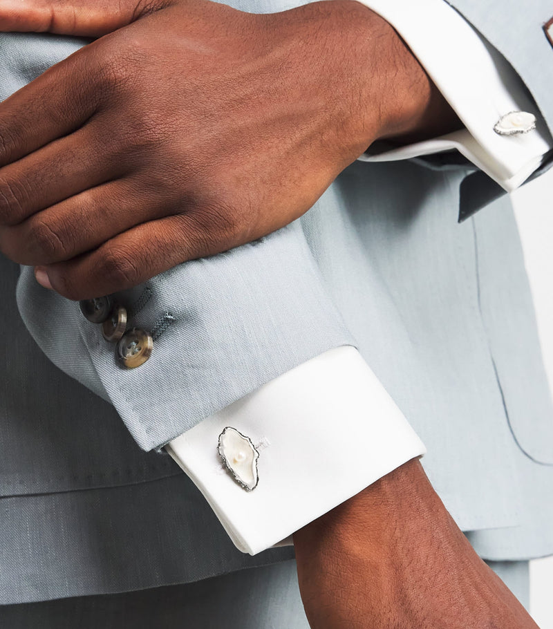Deakin & Francis sterling silver oyster pearl cufflinks - British product