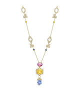 Harrods Boodles Queen Anne's Mural Pendant in 18-Karat Yellow Gold with Diamonds and Sapphires- Buy online at McGrocer