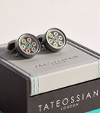Tateossian Septa Gear cufflinks with rotating gears, imported from the UK