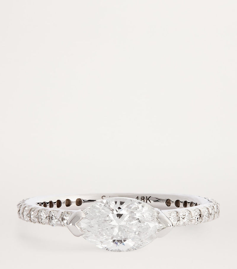 SHAY white gold diamond solitaire marquise ring, imported from the UK