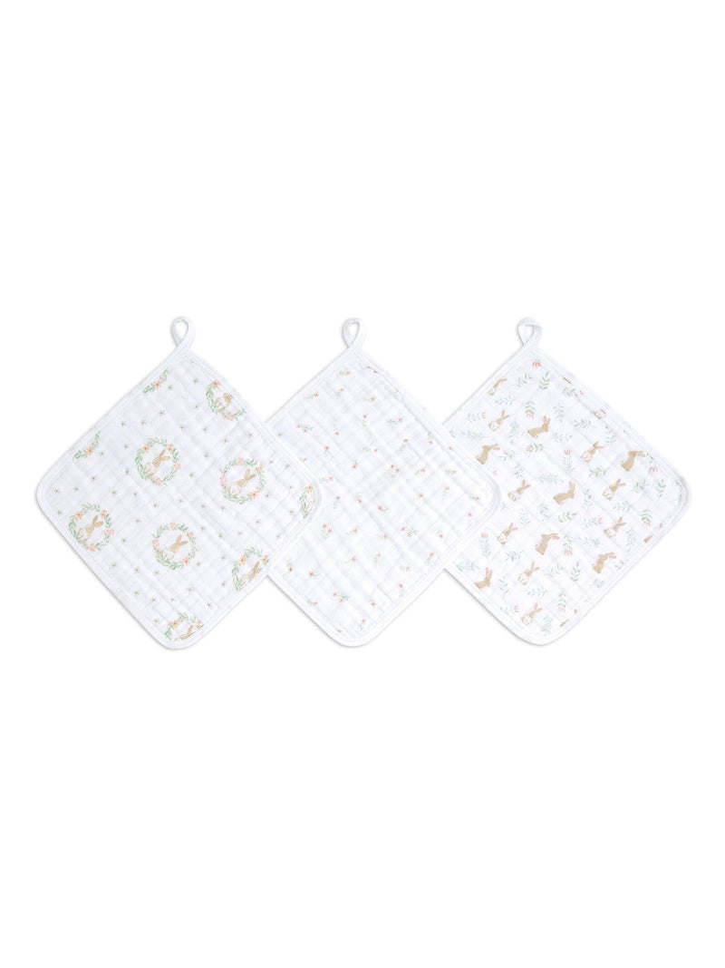 aden anais pink bunny muslin washcloths 3 pack, imported from the UK