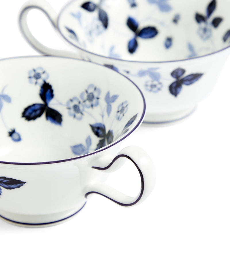 Wedgwood Wild Strawberry Inky Blue teacup and saucer set of 2 (British brand)