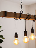 Bronx linear ceiling light with wood effect and 80cm width - British product