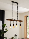 Bronx linear ceiling light with wood effect and 80cm width - British product