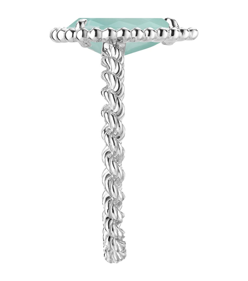 Boucheron Serpent Bohème ring in white gold with aquaprase gemstone (British brand)