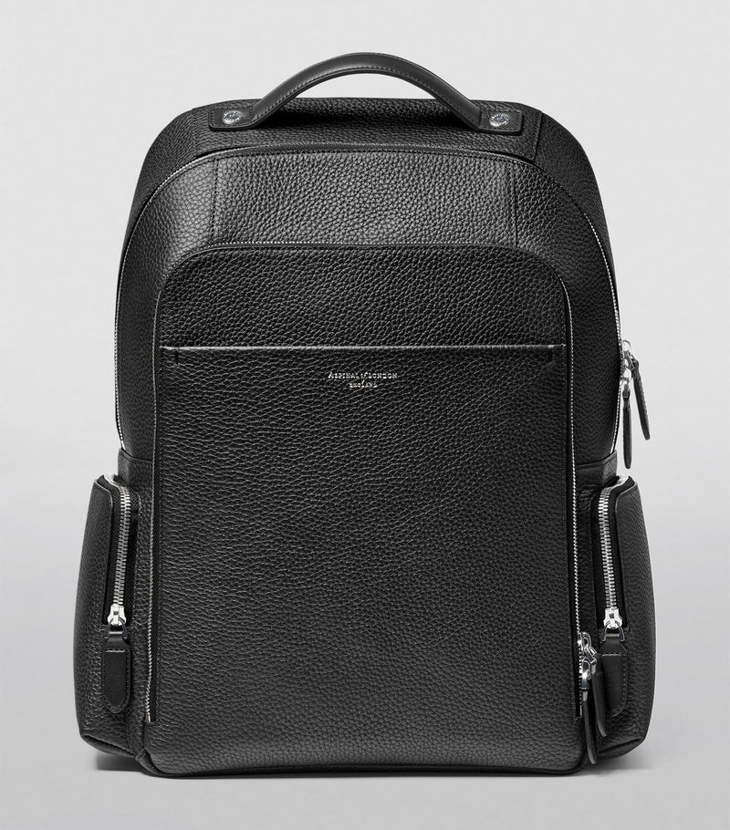 Aspinal London Pebble Leather Reporter Backpack, imported from the UK