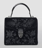 Aspinal of London Mayfair velvet embroidered top-handle bag (British brand)