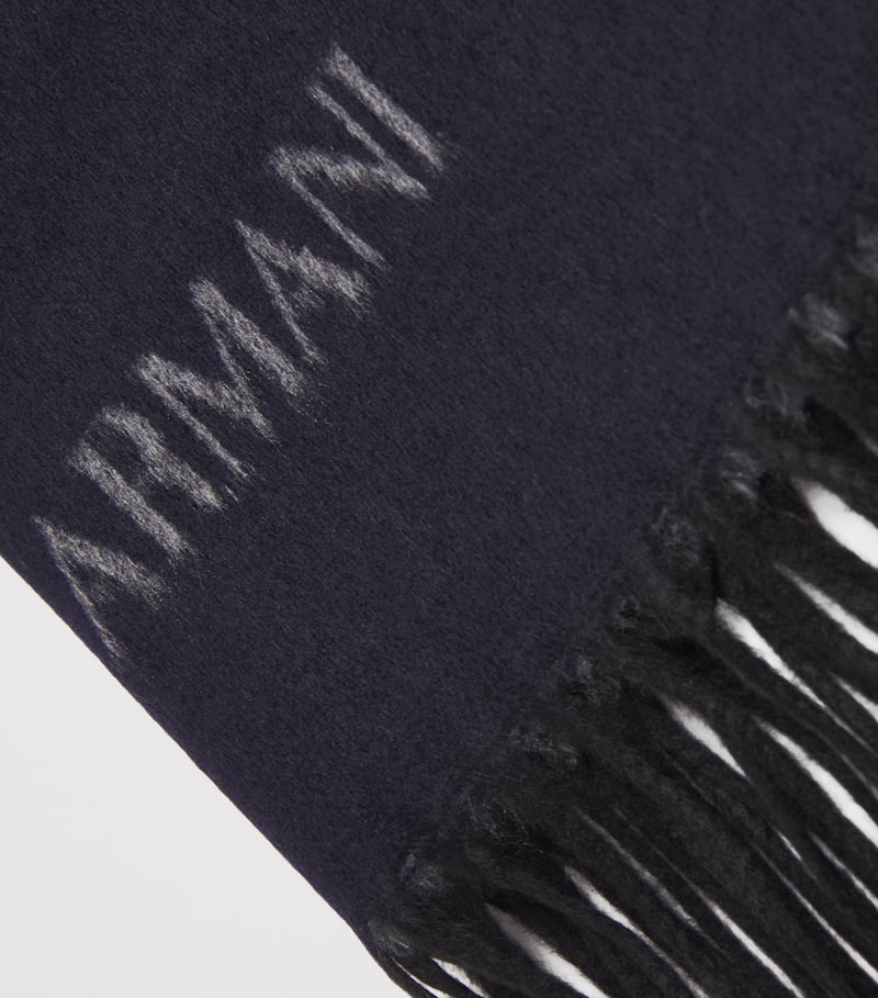Giorgio Armani silk-cashmere fringe scarf 184cm x 40cm, UK version