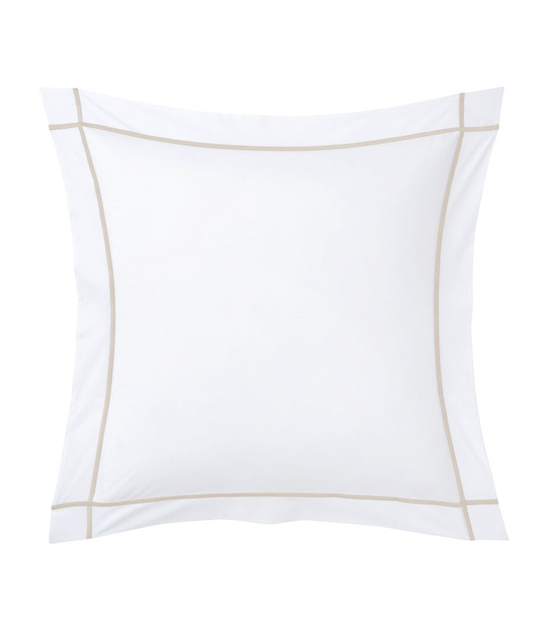 Yves Delorme square pillowcase with chain embroidery, 65cm x 65cm (British brand)