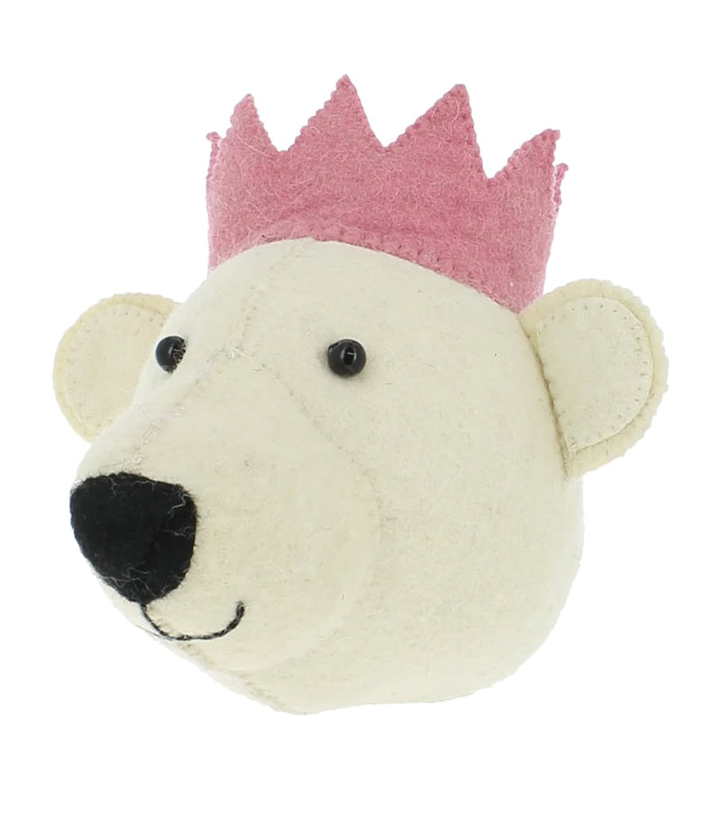 Fiona Walker mini organic wool polar bear head decoration 20cm - British product