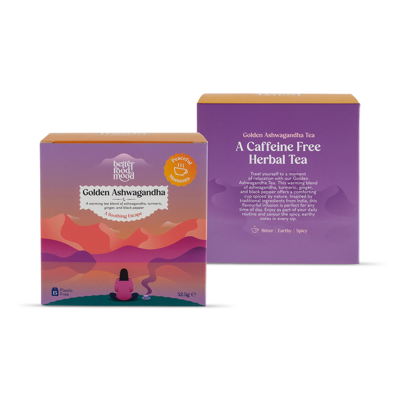 Golden Ashwagandha turmeric ginger black pepper tea bags - British product