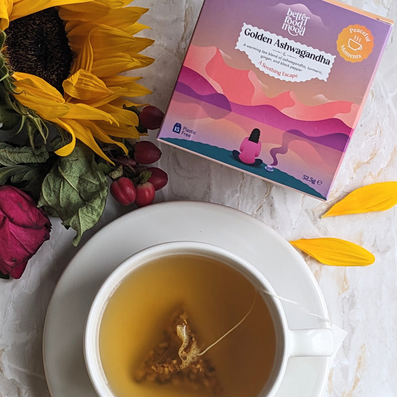 Golden Ashwagandha turmeric ginger black pepper tea bags - British product