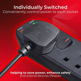 Masterplug 4-socket surge protected extension lead 1m - British product
