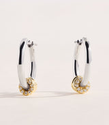 Harrods Spinelli Kilcollin Ara Deux Diamond Hoop Earrings in Sterling Silver and 18kt Gold - 1.3cm- Buy online at McGrocer