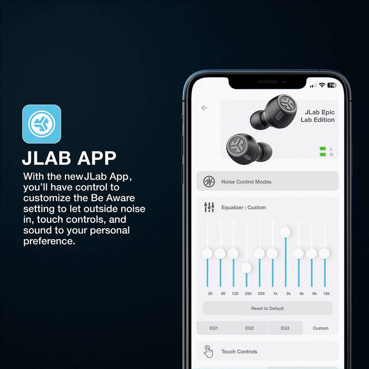 JLab Epic Lab Edition true wireless earbuds Black, UK version