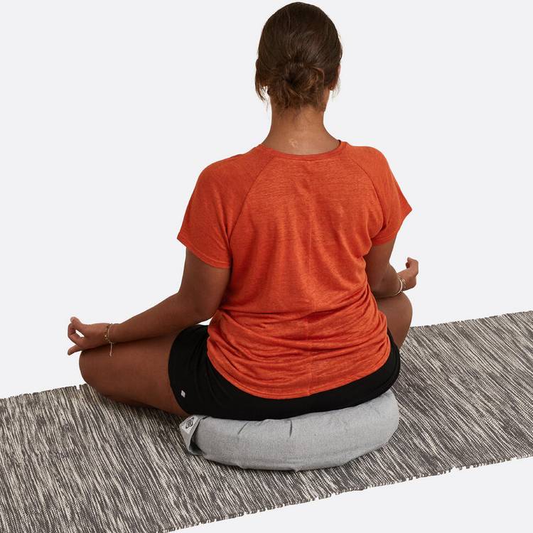 Decathlon half moon yoga cushion grey 45cm wide, UK version