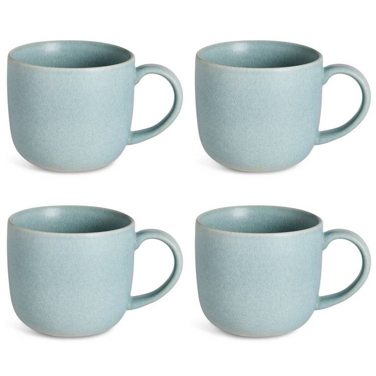 Habitat set of 4 stoneware mugs soft blue 370ml, imported from the UK