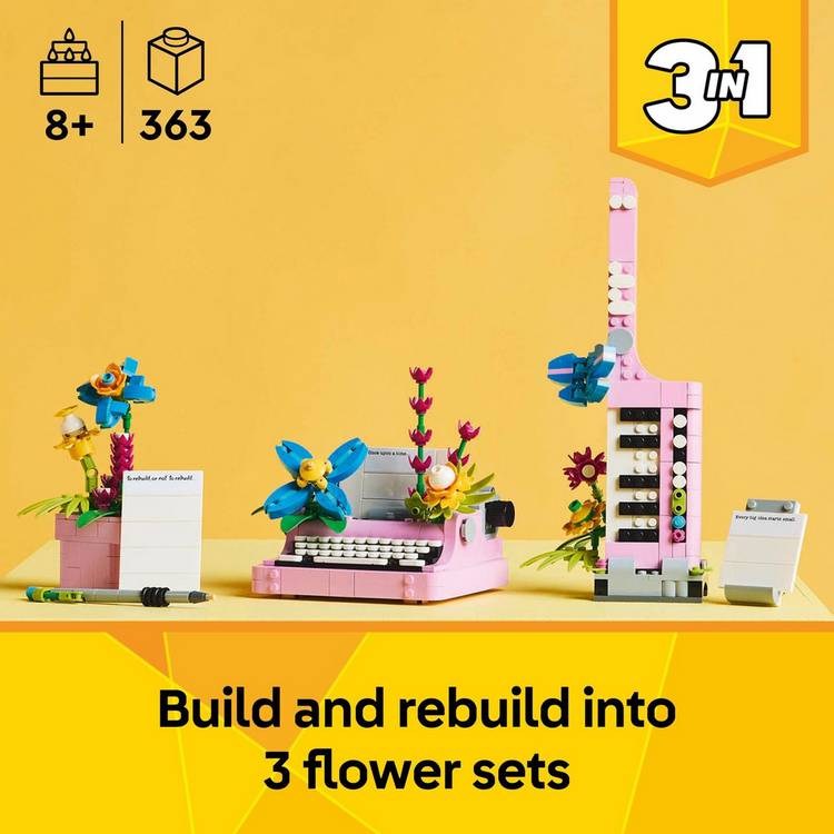 LEGO Creator 3in1 typewriter with flowers building toy - (British brand)