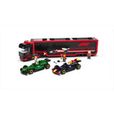 LEGO City F1 Truck playset with RB20 and AMR24 cars, British brand