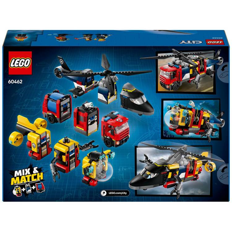 LEGO City Remix set helicopter fire engine submarine 874 pieces, imported from the UK
