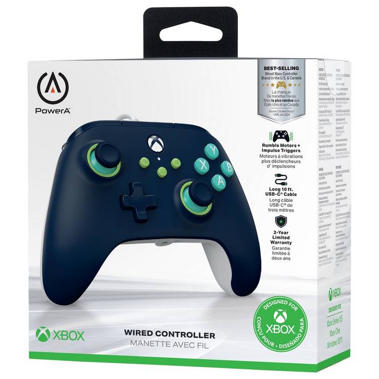 PowerA Xbox wired controller Mariner Blue, imported from the UK