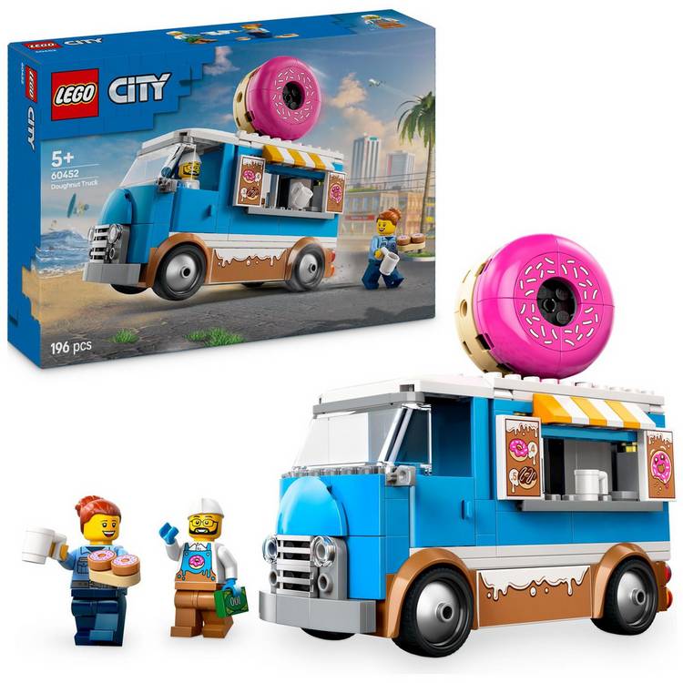 LEGO City Doughnut Truck Toy, Set with 2 Minifigures 60452