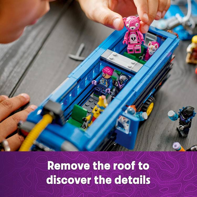 LEGO Fortnite Battle Bus building set with 9 minifigures, 954 pieces, imported from the UK