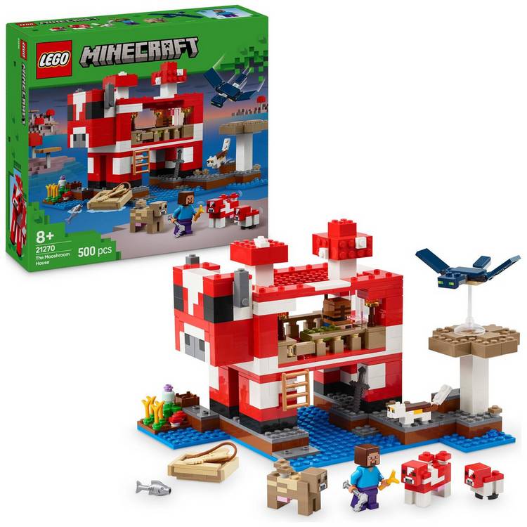 LEGO Minecraft Mooshroom House building set 500-piece, UK version