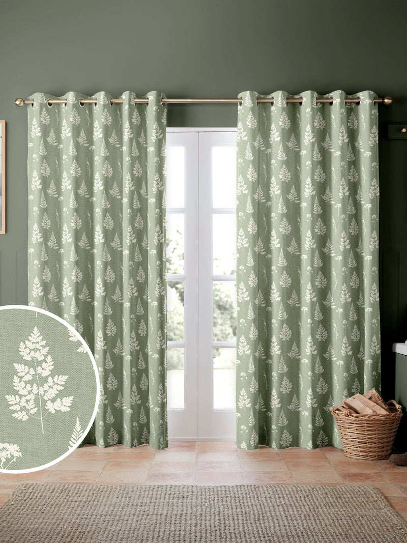 Emily Bond sage green Tynesfield curtains made to measure, imported from the UK