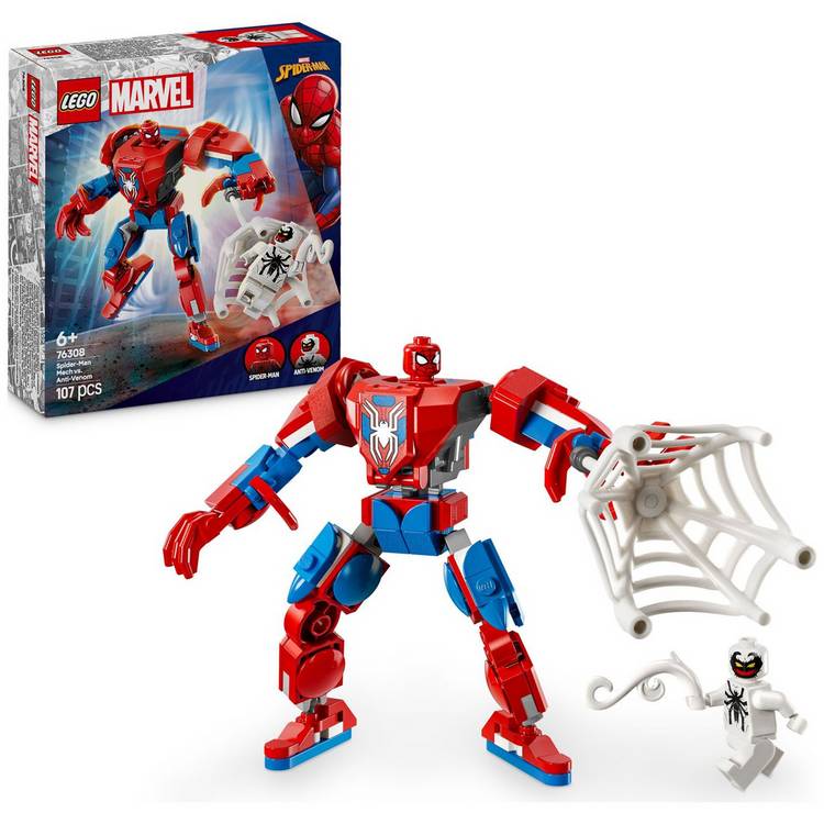 LEGO Spider-Man mech and Anti-Venom building set 107 pieces (British brand)