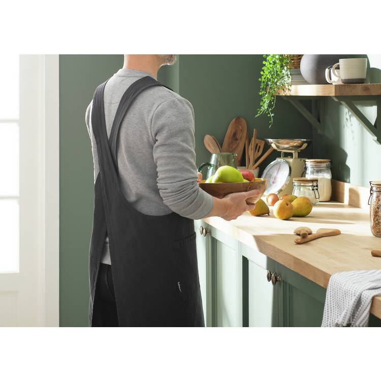 Habitat cross back apron charcoal grey cotton - imported from the UK