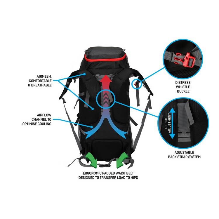 Pro Action backpack black 65L (British brand)