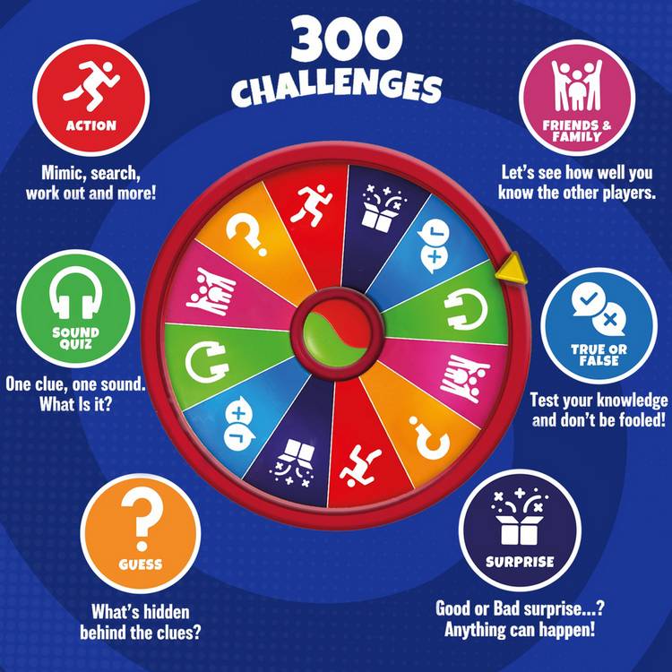 Wheel You Dare family board game with 300 challenges - British product