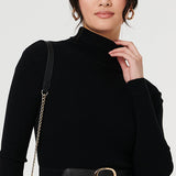 Izabel London stretch wide belt faux leather double eyelet buckle, UK version