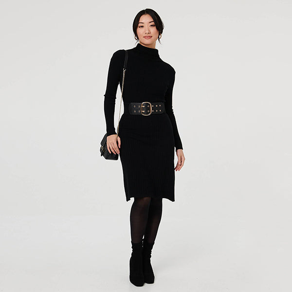 Izabel London stretch wide belt faux leather double eyelet buckle, UK version