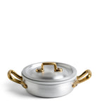 Marcato mini pan set with brushed aluminium pot and gold-tone handle, 12cm, imported from the UK