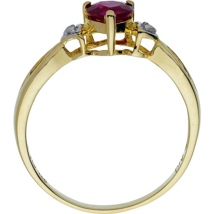 Revere 9ct gold heart ring with ruby and diamond accents - British product