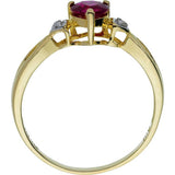 Revere 9ct gold heart ring with ruby and diamond accents - British product