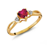 Revere 9ct gold heart ring with ruby and diamond accents - British product
